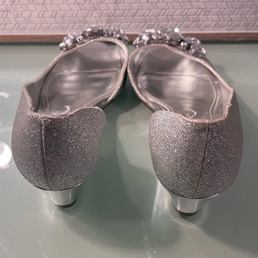 NINA Silver glitter with gems wedge heels